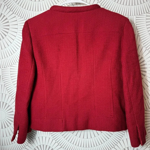 Jones New York‎ Collection Women’s Red Blazer Hidden Front Buttons Pockets 16 - Picture 6 of 8